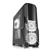 CiT G Force Black Mid Tower Computer Chassis, with Side Window, ATX/mATX/m-ITX, 3x 120mm RGB Fans, HD Audio, 3x USB