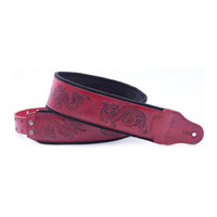 Right On Straps Leathercraft Dragons Guitar Strap (Red)
