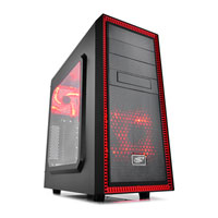 DeepCool Tesseract SW-RD Mid Tower Chassis, Black/Red, ATX, with Side Window, Red LED Fans & USB 3.0