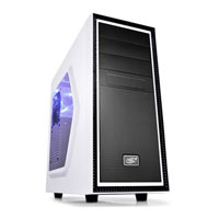 DeepCool Tesseract SW-WH Mid Tower Chassis, White/Black, ATX, with Side Window, Blue LED Fan & USB 3.0