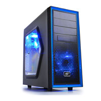 DeepCool Tesseract SW Mid Tower Chassis, Black/ Blue, ATX, with Side Window, 2x Blue LED Fans & USB3.0