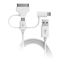 DigiPower 5Ft 3-in-1 Apple Lightning 30-Pin & Micro-USB Combo Cable