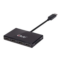 Club3D CSV-6400 Quad Monitor DisplayPort 1.2 MST Hub, 1x DP 1.2 (Male), 4x DP 1.2 (Female), USB Powered