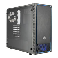 Cooler Master MasterBox E500L Blue Trim, Mid Tower PC Case, w/ Window, ATX/MicroATX/Mini-ITX, 120mm Blue LED Fan, USB3.0