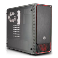 Cooler Master MasterBox E500L Red Trim, Mid Tower PC Case, w/ Window, ATX/MicroATX/Mini-ITX, 120mm Red LED Fan, USB 3.0