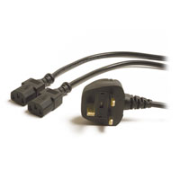 Scan 6m Mains Twin Kettle Lead to UK Plug Power Cable/Cord - Black