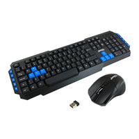 Xclio WS-880R Wireless Gaming Keyboard and 3 Button Mouse 2.4GHz with Nano USB Black Blue/Black