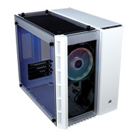 Corsair Crystal 280X RGB White MicroATX PC Case w/ Tempered Glass Window, MicroATX/Mini-ITX, 2x120mm Light Loop RGB Fans