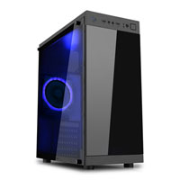CiT Voyager Windowed PC Gaming Chassis, Tempered Glass, 1x Halo Blue LED 120mm Fan, mATX/mITX, USB 3.0