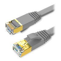 Xclio 1M FLAT RJ45 CAT7 Ethernet Network Shielded TANGLE FREE RJ45 Cable - GREY