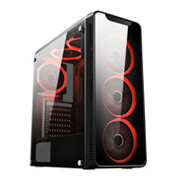 CiT Blaze, Mid Tower Gaming Chassis with Window, ATX MicroATX Mini-ITX, 6x120mm w/ Red LEDs Fans, 1xHD Audio