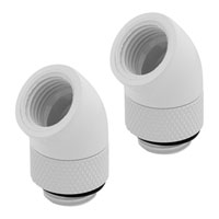 Corsair Hydro X XF White Brass G1/4" 45° Rotary Adapter Fitting - Twin Pack