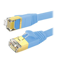 Xclio 1M Flat RJ45 CAT7 Ethernet Network Shielded TNAGLE FREE RJ4 Cable-Blue