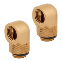 Corsair Hydro X XF Gold Brass G1/4" 90° Rotary Adapter Fitting - Twin Pack