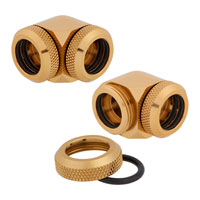 Corsair Hydro X XF Gold Brass 14mm Hardline 90° Compression Fittings - Twin Pack