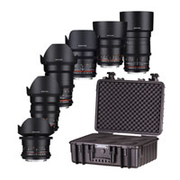 Samyang 6 Canon FE Lenses and Case