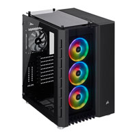Corsair Crystal Series 680X RGB Black Dual Chamber Mid Tower PC Case, Tempered Glass Windows, E-ATX~mITX, 3x LL120 Fans