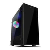 Sahara P15 Black Midi Tower Gaming Case, Tempered Glass Window,ATX/MicroATX/Mini-ITX, 120mm Pirate Turbo Fan, USB3.0/2.0