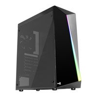 Aerocool Shard RGB, Black, Mid Tower PC Case, w/ Acrylic Windows, ATX/mATX/mITX, 1x 120mm Fan, RGB Front Accent Strip