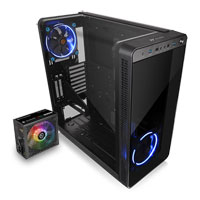 Thermaltake View 37 Gullwing Mid Tower Chassis w/ 2x 140mm Blue LED Fans with 500W Smart RGB 80+ Power Supply