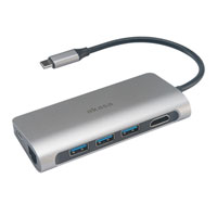 8 in 1 Akasa USB 3.1 Type C Dock (60W Power Delivery Type Cx1,USB3.1 Type A x 3/SD,Micro SD Card Reader/4K HDMI/GbE)