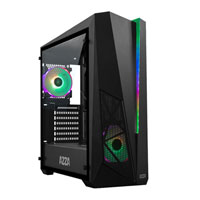 Azza THOR 320 DH Mid Tower PC Chassis with Glass Window, ATX/Micro ATX, 120mm w/ RGB LEDs Fan, 2x USB3.0, HD Audio,Black