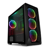 GameMax Kamikaze Pro ARGB Chassis, MicroATX/MiniITX, Glass Side Panel, 4x Dual-Ring Halo ARGB Fans, 2x USB3.0, 2x USB2.0