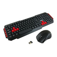 Xclio WS-880R Wireless Gaming Keyboard and 3 Button Mouse 2.4GHz with Nano USB Black Red/Black