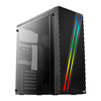 Aerocool Streak, Black, Mid Tower Chassis w/ Tempered Glass Window, 80mm Fan, USB 3.0, ATX/MicroATX/Mini-ITX