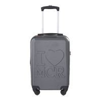 KitKase I Love MCR (Manchester) 4 Wheeled Cabin Size Travel Case Carbon with Red Zipper