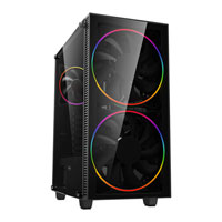 GameMax Black Hole, Mid Tower Chassis w/ Tempered Glass Window, 2x 200mm ARGB Fans, USB 3.0, ATX/MicroATX/Mini-ITX