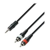 3m Adam Hall Audio Cable 3.5mm Male Stereo Jack to 2x Male RCA Phono