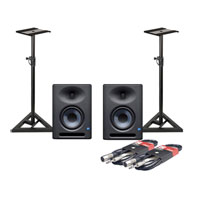 PreSonus Eris E5 XT Monitor Speakers + Adam Hall Monitor Stands + Leads