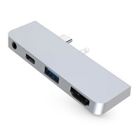 HyperDrive 4 in 1 USB-C Hub Hub for Microsoft Surface Go 4K HDMI USB-C/A Audio Ports Silver
