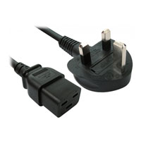 Xclio Square Connector Mains Lead UK Plug to C19 Mains Lead