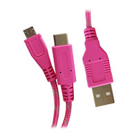 iMP 4M 2-in-1 USB-C & Micro USB Pink Charging Cable