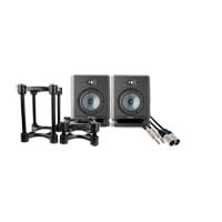 Focal - Alpha 50 Evo 5" Studio Monitors, IsoAcoustics ISO155 Speaker Stands & Leads