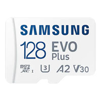 Samsung Evo Plus 128GB 4K Ready MicroSDXC Memory Card UHS-I U3/V30/A2 with SD Adapter