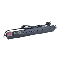 Powercool 1U PDU Horizontal Type 6Way Surge Protector 1.8m, UK Plug