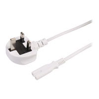 Xclio Figure 8 Power Cable, C7 to UK Plug Lead, 1m Molded Black Cable