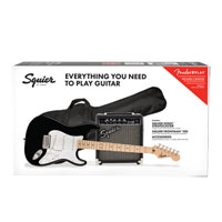 Squier Sonic Stratocaster Pack, Maple Fingerboard, Black, Gig Bag, 10G - 230V UK