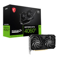 MSI NVIDIA GeForce RTX 4060 Ti 8GB VENTUS 2X BLACK OC Ada Lovelace Graphics Card