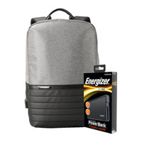 Energizer Laptop Backpack 15.6" with 10000mAh Power Bank Bundle Grey