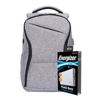 Energizer Laptop Backpack 15.6" with 10000mAh Power Bank Bundle Grey