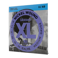 D'Addario EXL115 Nickel Wound Electric Guitar Strings, Medium/Blues-Jazz Rock, 11-49