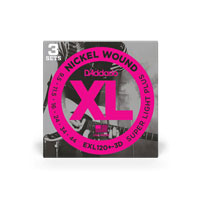 D'Addario EXL120+-3D Nickel Wound Electric Guitar Strings, Super Light Plus, 9.5-44, 3 Sets D'Addario EXL120+-3D Nickel Wound Electric Guitar Strings, Super Light Plus, 9.5-44, 3 Sets