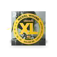 D'Addario EXL125-3D Nickel Wound Electric Guitar Strings, Super Light Top/Regular Bottom, 09-46, 3 S