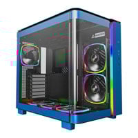 Montech KING 95 PRO Blue Mid Tower TG Dual Chamber PC Case inc 10 Fan Hub