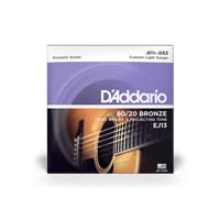 D'Addario EJ13 80/20 Bronze Acoustic Guitar Strings, Custom Light, 11-52 D'Addario EJ13 80/20 Bronze Acoustic Guitar Strings, Custom Light, 11-52