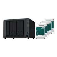 Synology 5 Bay DS1522+ Desktop NAS Unit with 2 M.2 Slots + 5x 12TB Synology HAT3310 HDD